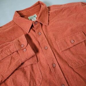 L.L.Bean Men's XL Regular Fit Cotton Button Down Flannel Shirt Rust‎ Orange